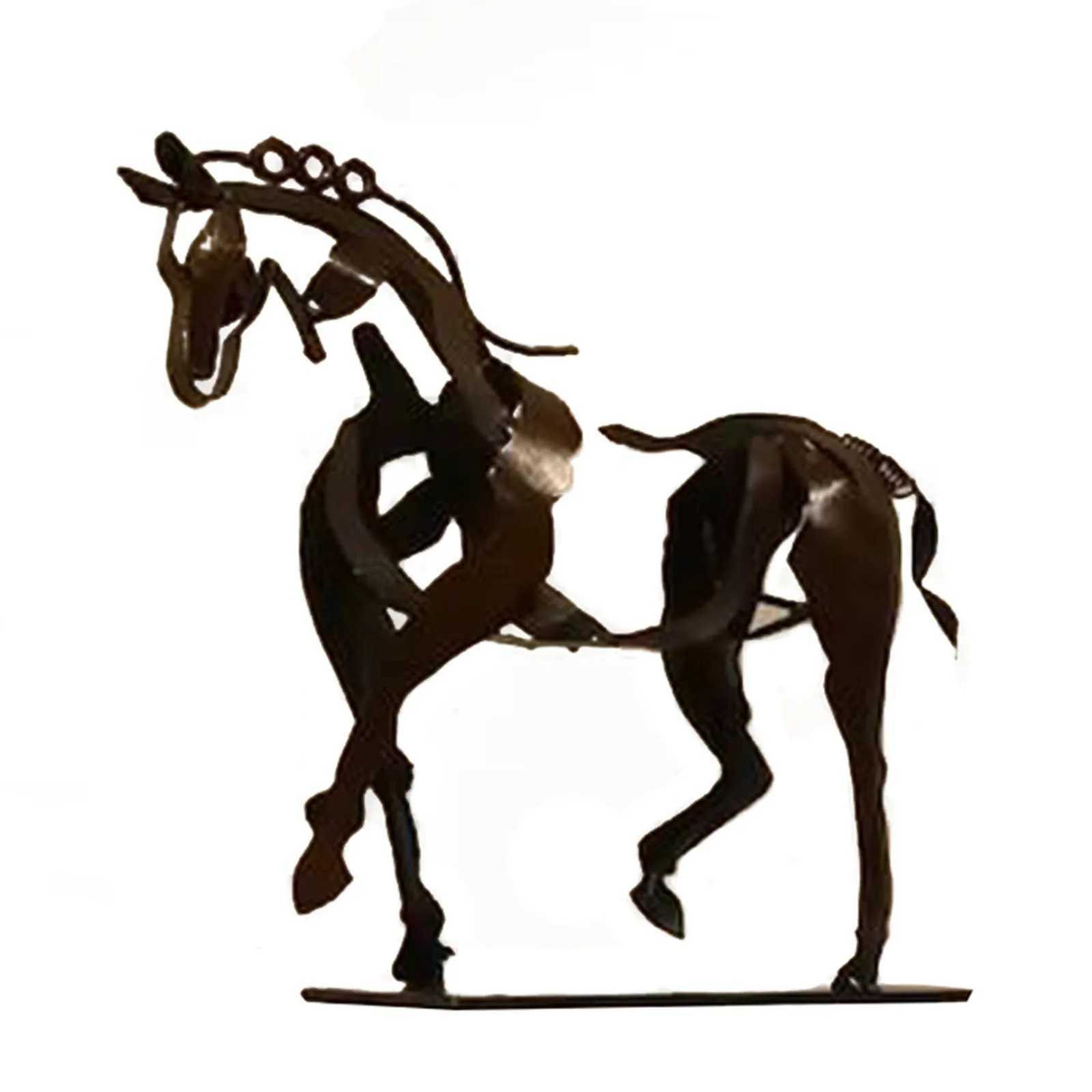 Horse Sculpture Metal LED 3D Animal Sculpture Home Restaurant Office Decoration Home Decoration Gifts Y250315