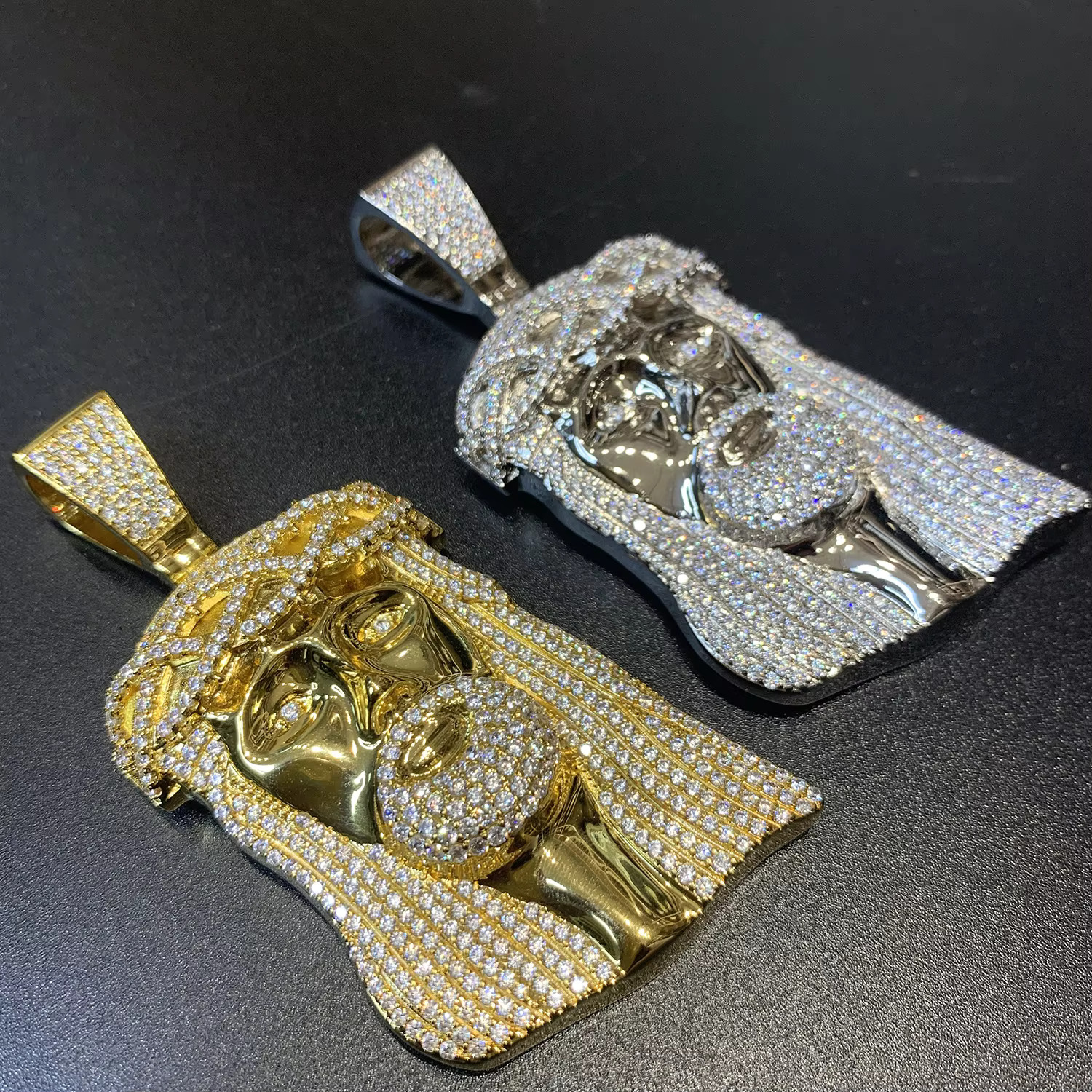 Cities Jewelry Hip Hop 3D Jesus Face Piece 925 Sterling Silver Iced Out VVS Moissanite Jesus Pendant