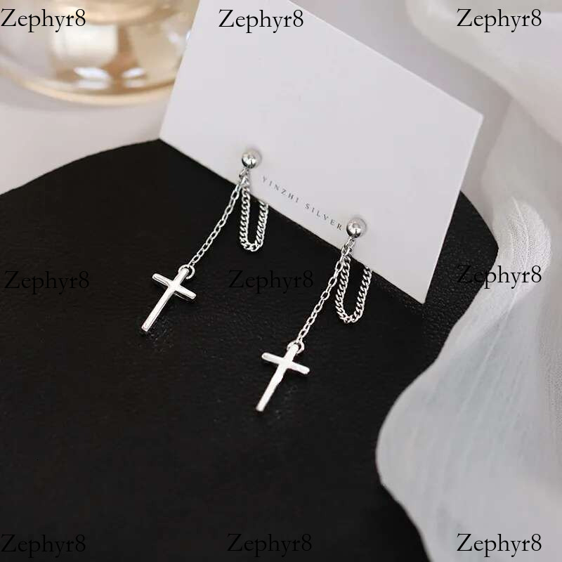 2025 New model Punk Sier Color Cross Drop Earrings for Women Men Gothic Hip Hop Long Tassel Hanging Earring Jewelry Gift Bijoux