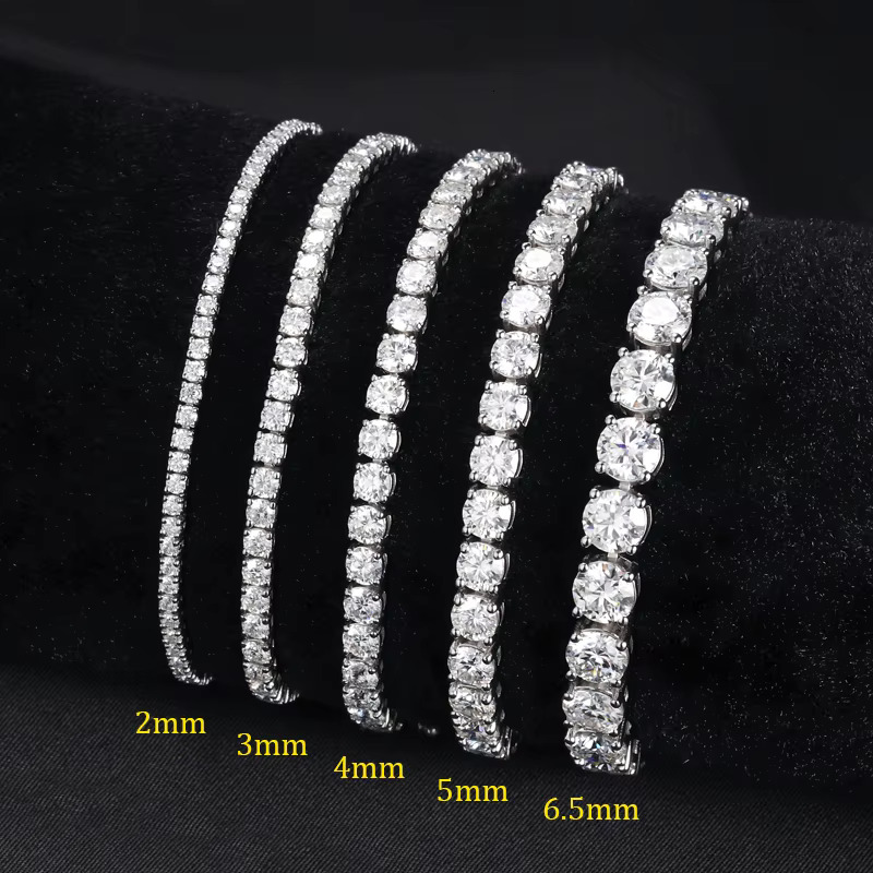 Fancy Fine Jewelry Hip Hop 925 Sterling Silver VVS Moissanite Diamond Cluster Iced Out Tennis Chain Bracelet Necklace for Men
