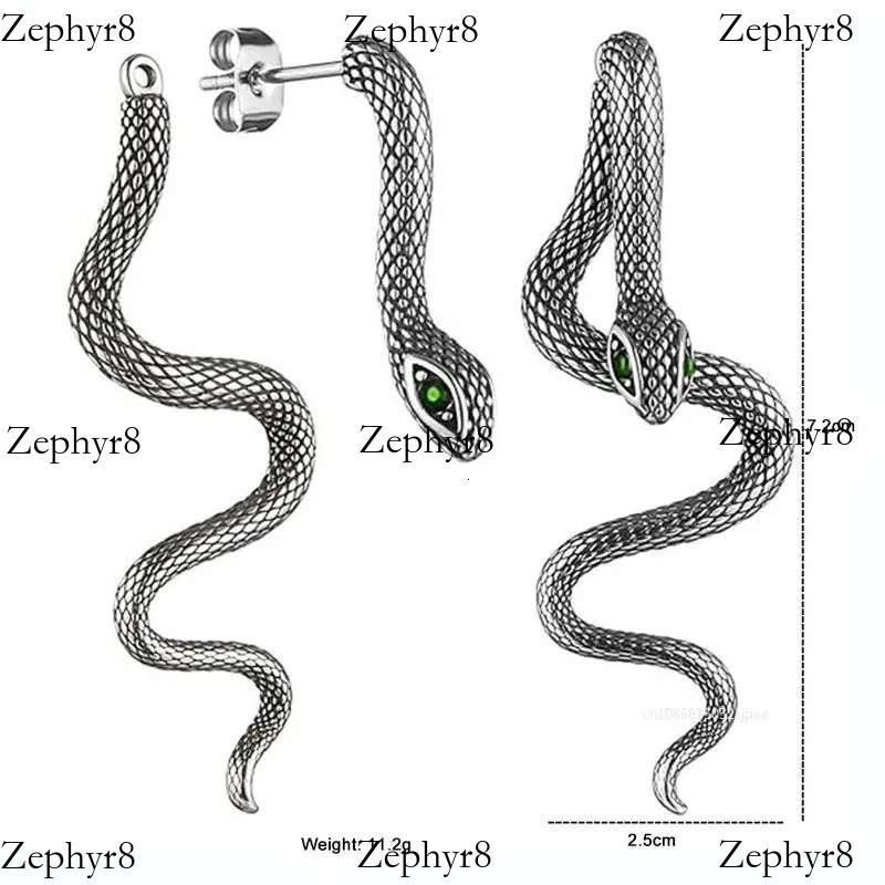 2025 model 2025 New Gothic Shape Hip Hop Punk Detachable Snake Jewelry Long Earrings for Women Girls Men 1Pair