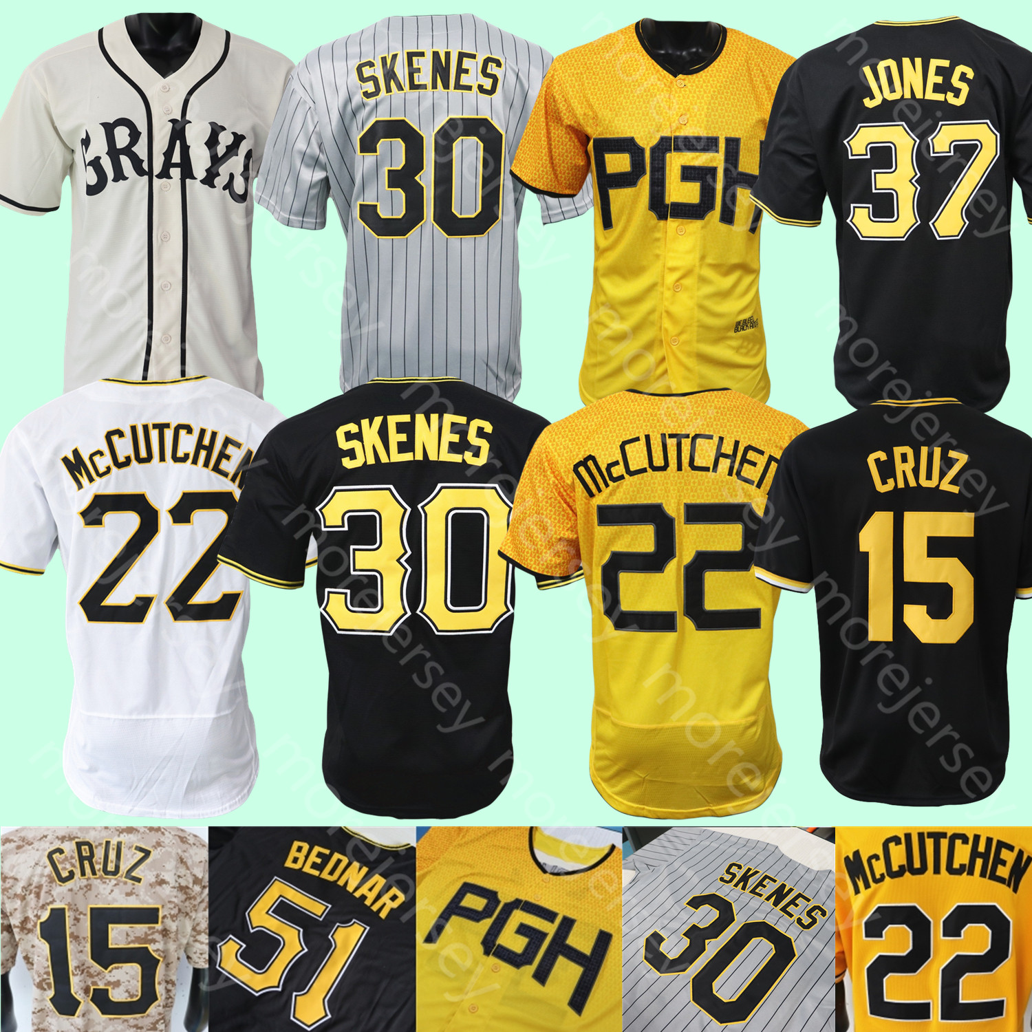 Paul Skenes Jersey McCutchen Oneil Cruz Roberto Clemente Barry Bonds Hayes Bednar Rodriguez Reynolds Davis Suwinski Triolo Bae Stargell Mazeroski Keller Youth