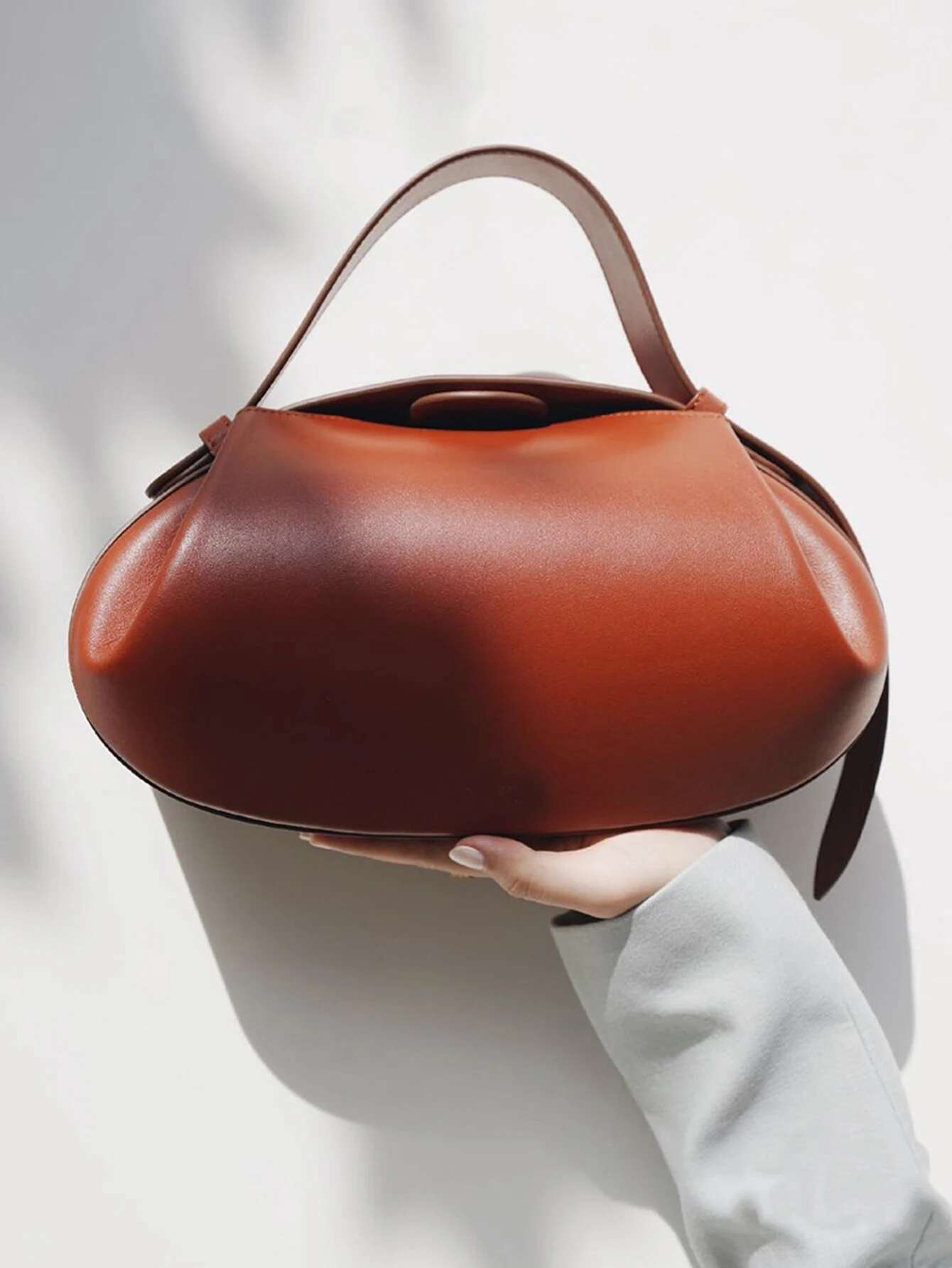 Women Fashion Designer PU Vegan Leather Handbags Niche Brand Rugby Shape Top-Handle Bags Crossbody Shoulder Purses Daily