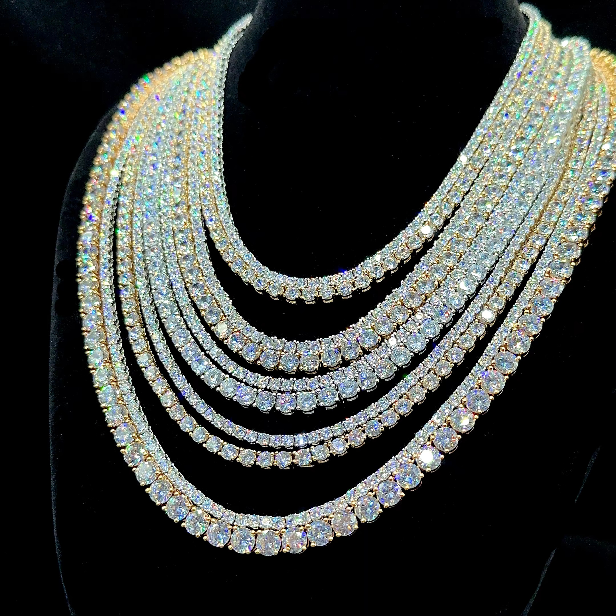 Trendy Jewelry Pass Diamond Tester VVS S925 Sterling Silver 2mm 3mm 4mm Tennis Chain Moissanite Women and Men Tennis Necklaces