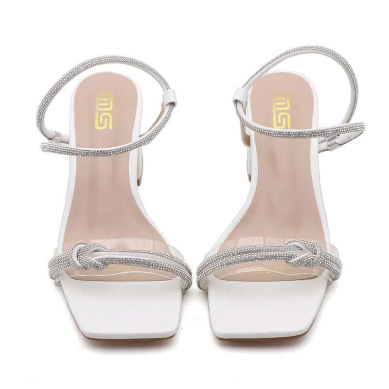 Glitter Slides Big Size Slippers Casual Square Heel High-Heeled Shoes Lady Low Slipers Women Black Sandals Jelly Block Fl