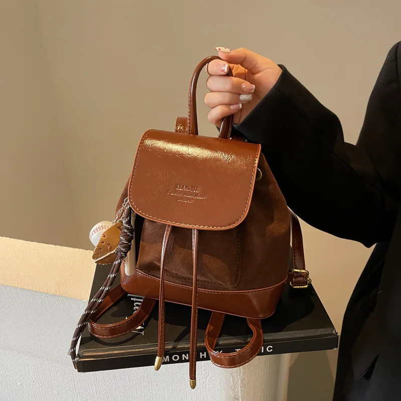 Autumn New and Winter Suede Womens Versatile Small Mini Travel Backpack 250313