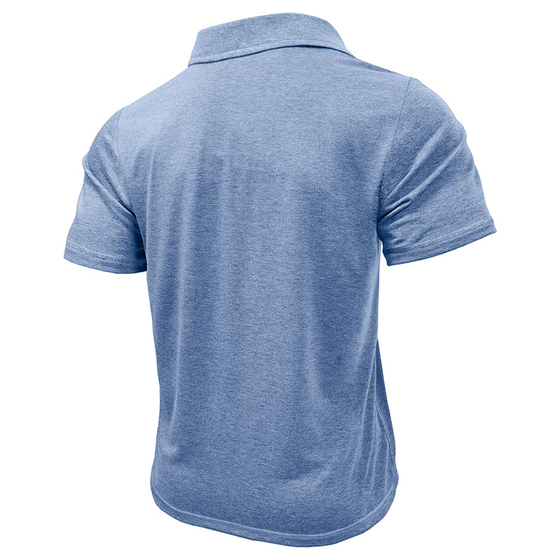Summer T-Shirts Men's Short-sleeved Lapel Button Retro Color Matching Shirt Tshirt Shirt MALE Polyester Tops Tees Light Grey Light Blue XXXL
