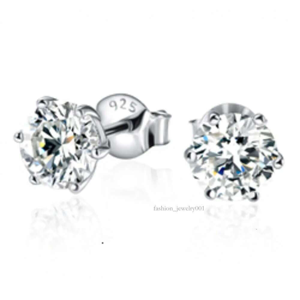 Pass dia tester 6.5mm 1ct hip hop earring jewelry classic 6 prong sterg sier moissanite stud earrings