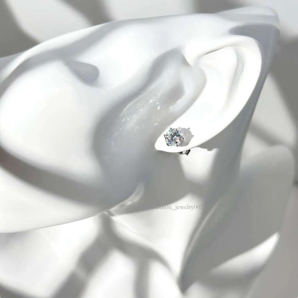 Pass dia tester 6.5mm 1ct hip hop earring jewelry classic 6 prong sterg sier moissanite stud earrings