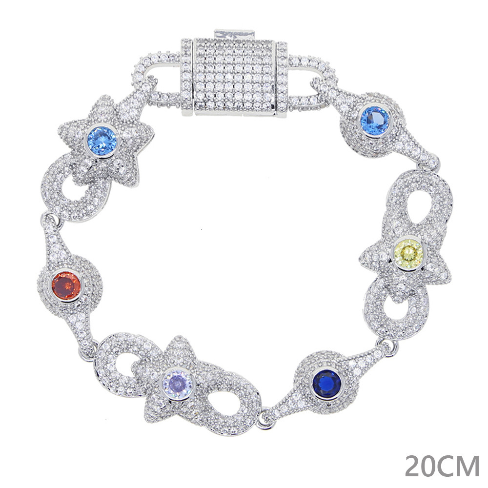 New Star Eye Pendant Necklace with moissanite Inlaid Infinite Cuban Bracelet for Women and Men Hip Hop Fashion Versatile Jewelry