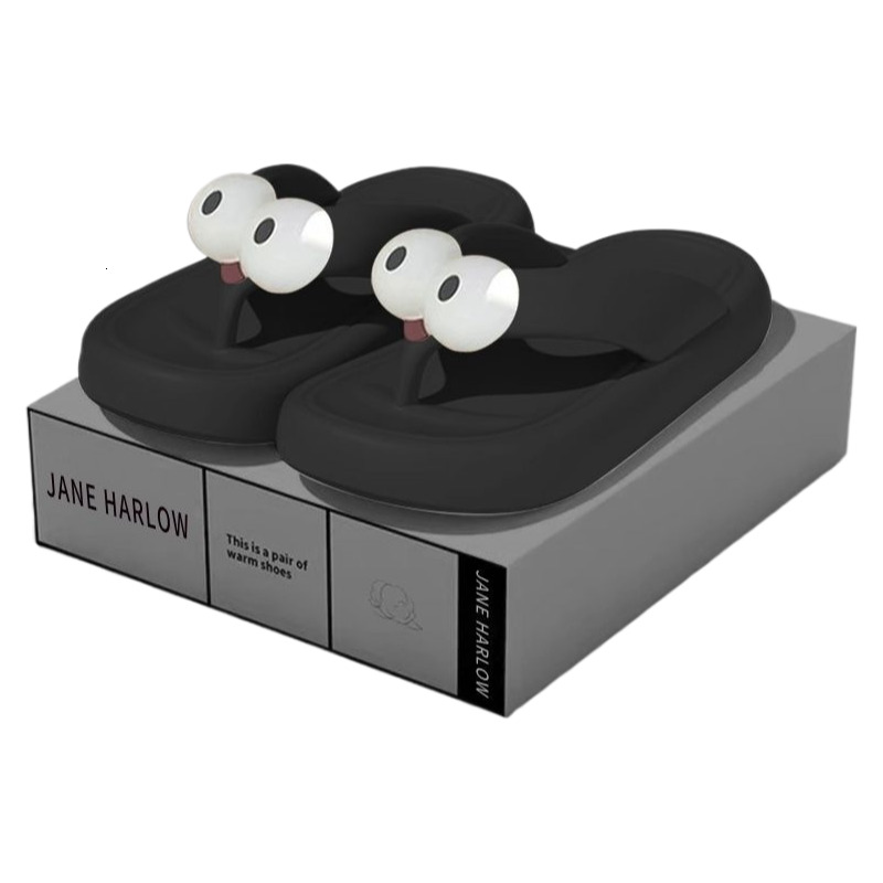 2025 New Designer Sandals DIY Thick Sole EVA Waterproof And Anti Slip Herringbone Cute Big Eyes Women's Sandal Slippers