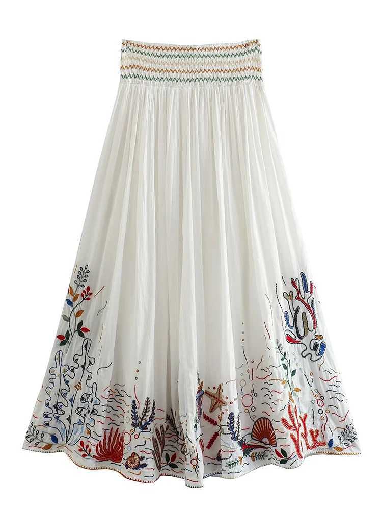 Two Piece Dress Fitting Retro Embroidery Womens Competition Set Dance Costume Party Summer Flower Costume Crop Top Tight Clothes Women Y2503156O5D