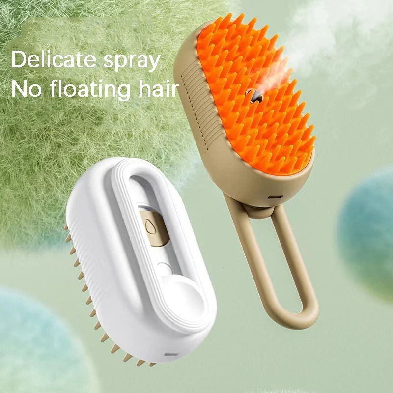 Cat Steam Brush Dog Grooming Comb Pet Hair Remover Steamy Electric Spray Water Puppy Soft Silicone Wet 250312