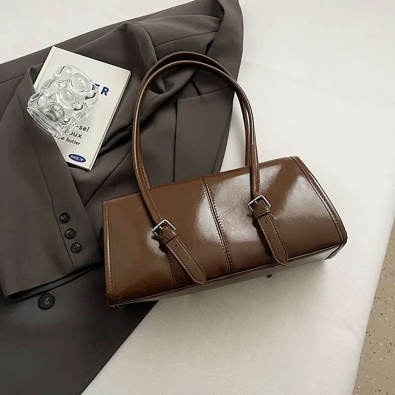 Hot Sale Wine Red Shoulder For Women Waterproof Leather Belt Buckle Design Handbag French Brand Underarm Bag Tote Purse