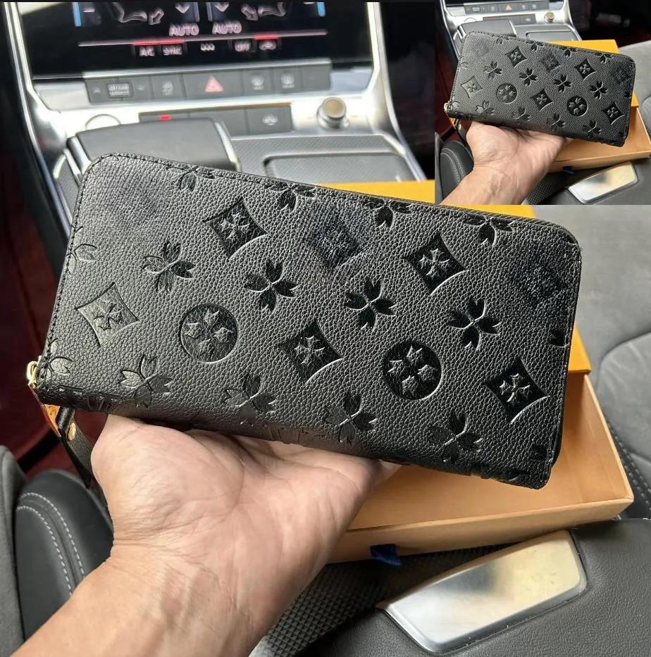 High quality Fashion Black empreinte women clutch lady ladies long pu leather single zipper wallets classical corn card holder 60017 purse wallet