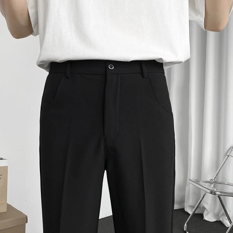 Spring mens suit pants ultra-thin Korean fashion casual classic mens jacket pants simple retro loose solid office pants 250314
