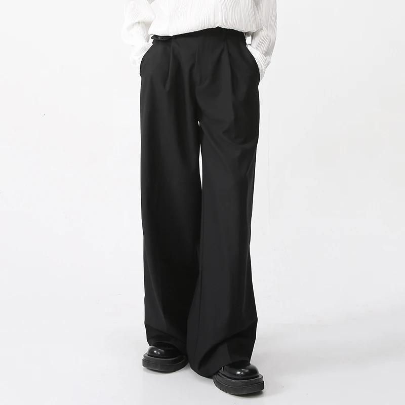IEFB Mens Spring Loose Straight Pants Korean Fashion Simple Solid Color Mens Casual Mens Wide Legs 9A6959 250314