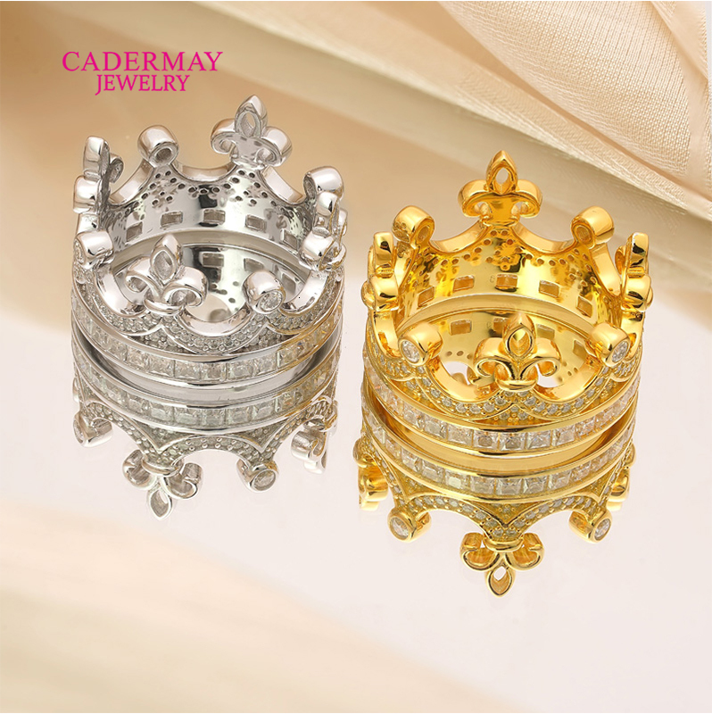 Hiphop Jewelry Custom Made Crown King Moissanite Ring 925 Silver Yellow Gold Plated D VVS Moissanite Rings Men