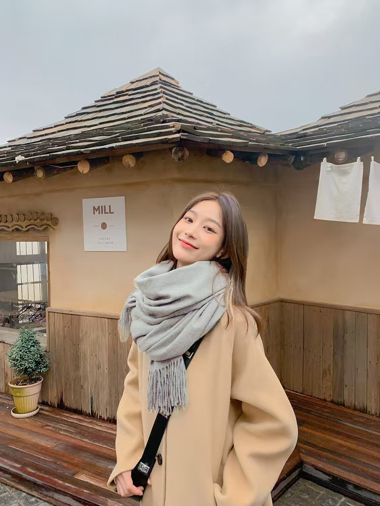 K135 Wool scarf for women autumn and winter 2024 new style solid color shawl winter cashmere scarf men's imitation cashmere scarf