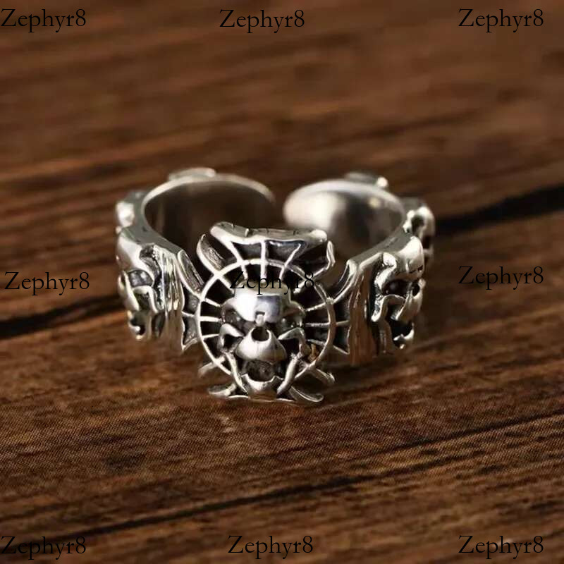 2025 New model Retro Ghost King Skull Head Ring, Men's and Women's Trendy Open Fashion Ring Punk Jewelry Men Gothic Rings for Women