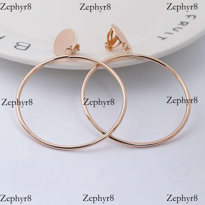2025 New model Simple Fashion Gold Sier Plated Geometric Round Pierced Clip Earring for No Hole Women Big Hollow Ear Clips Jewelry