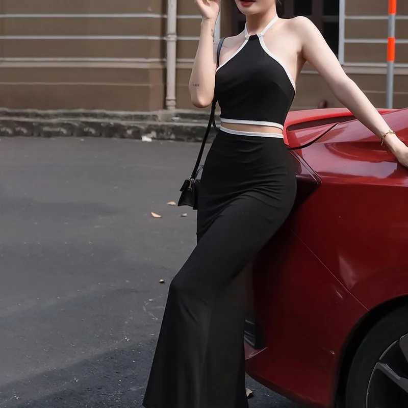 Two Piece Dress Sexy Solid Halter Women Skirt Suits Slvel Backl Crop Top +Split Skirts Two Piece Outfits 2025 Summer New Chic Lady Sets Y2503156WZA