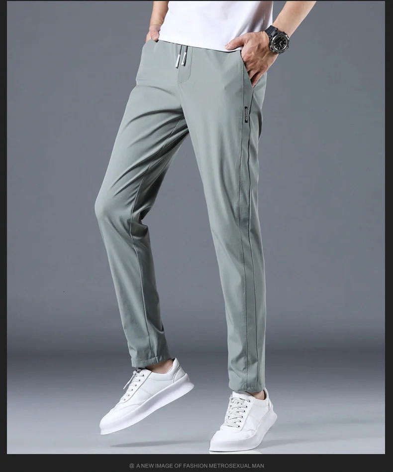 Ordinary thin business casual high elasticity breathable straight leg oversized sports version mens pants 250311