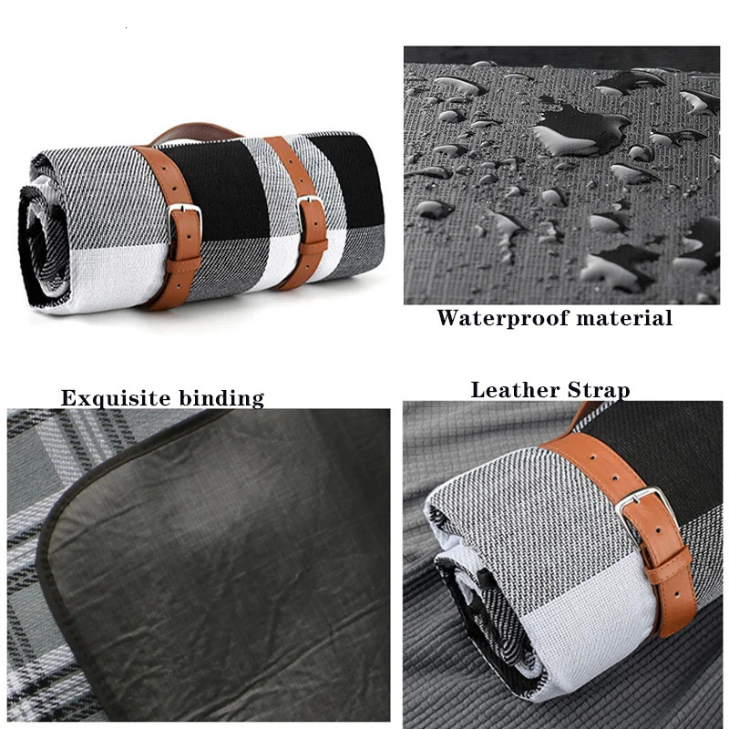200x200cm Outdoor Picnic Blankets Mats Camping Foldable Pad Blankets with Leather Handle Waterproof Beach Camping Accessories 250311 - view 3