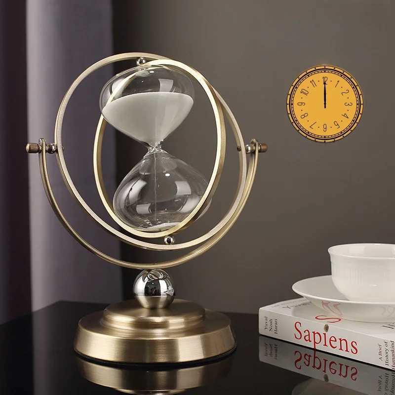 Aesthetic Sand Clock Vintage Globe Hourglass Sandglass Timer Desk Decor Luxury Living Room Decoration Ornament Table Accessories Y250315