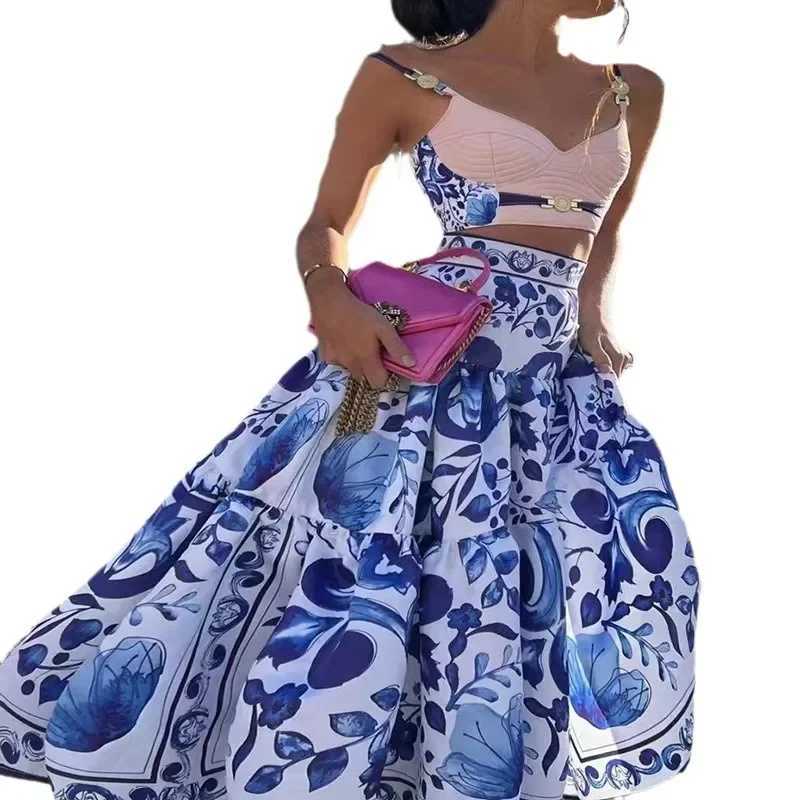 Two Piece Dress The best-selling new printing tank technology set large sports Dr 2-piece set fashionable independent station Y250315HDGK