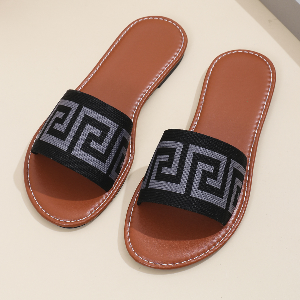Large Size Flat For Outdoor Wear 2025 New Designer Sandals Summer Fabric Round Head Women's Slippers Slippers