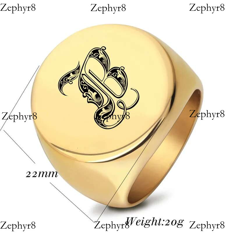 2025 model ZORCVENS New Punk Gold Color A-Z 26 Letters Initial Name Rings for Men Big Round Stainless Steel Wedding Ring Jewelry Gifts
