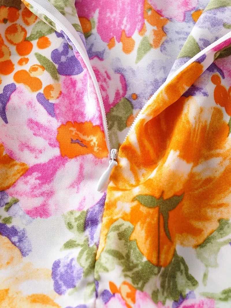 Two Piece Dress Foridol Ruffles Slvel Boho Summer Flowers Dr Female Back Sexy Mini Beach Retro Dr Dropshipping Chic Short Dr Y250315KF8I