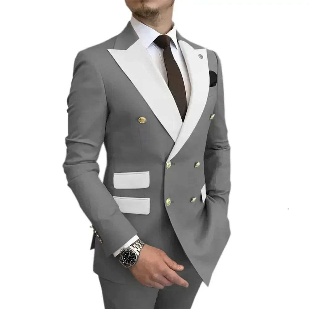2-piece jacket and pants set elegant mens clothing double-layer used for wedding dresses stage costumes and beauty treatments 250314