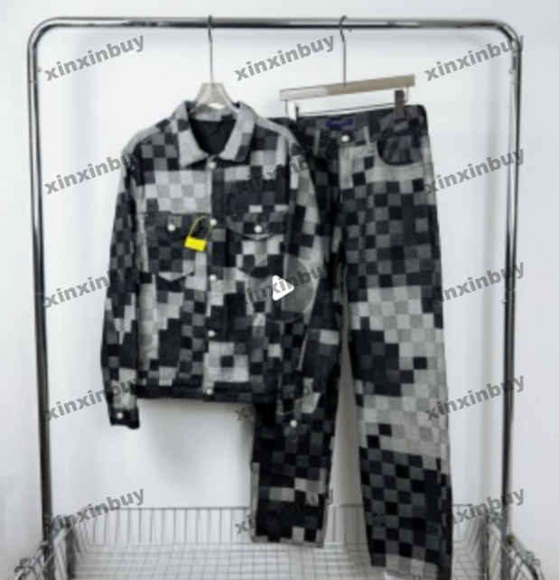 xinxinbuy Men designer Coat Jacket 25ss Jacquard dark pattern sets camouflage letter jacquard denim fabric long sleeve women gray Black white Blue green M-2XL