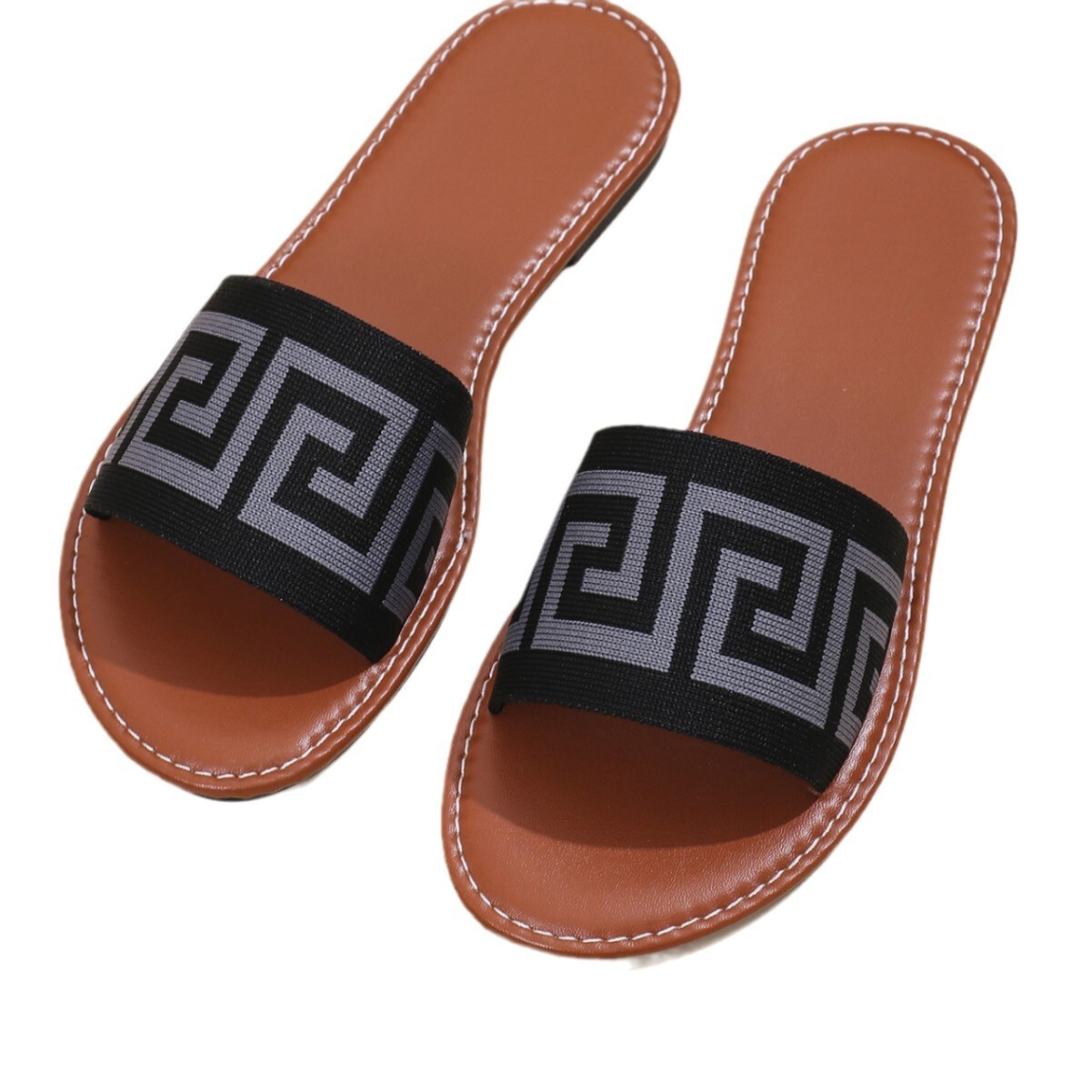 Large Size Flat For Outdoor Wear 2025 New Designer Sandals Summer Fabric Round Head Women's Slippers Slippers