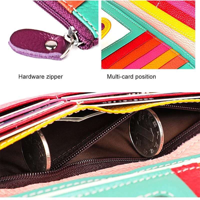 2025 New Women's Leather Long Handbag, Women's Wallet Designer Fashion Zipper Pocket, Colorful Mobile Wallet, Women's Folding Bag3