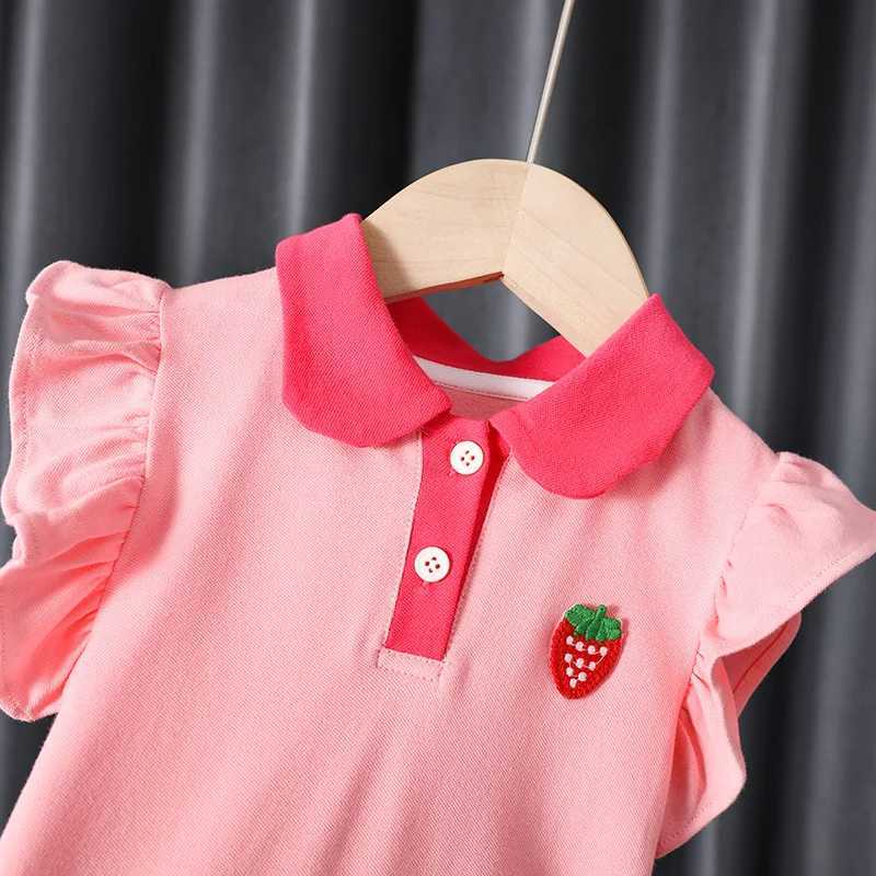 Baby Girls Dress Summer Pink Cute Elegant Princess Dress POLO Style Birthday Party Clothes 1-6 Years OldT250315