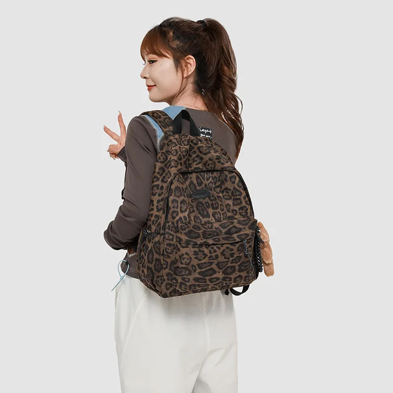 Fashion Leopard Printed Backpack Womens Fashion Leisure Travel Backpack Spicy Girl Style School Bag Ins Niche 250313