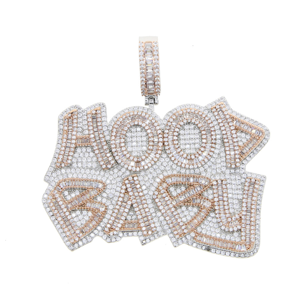 custom HipHop Moissanite Pendant VVS Iced Out Jewelry S925 Two Tone Custom Moissanite Pendant