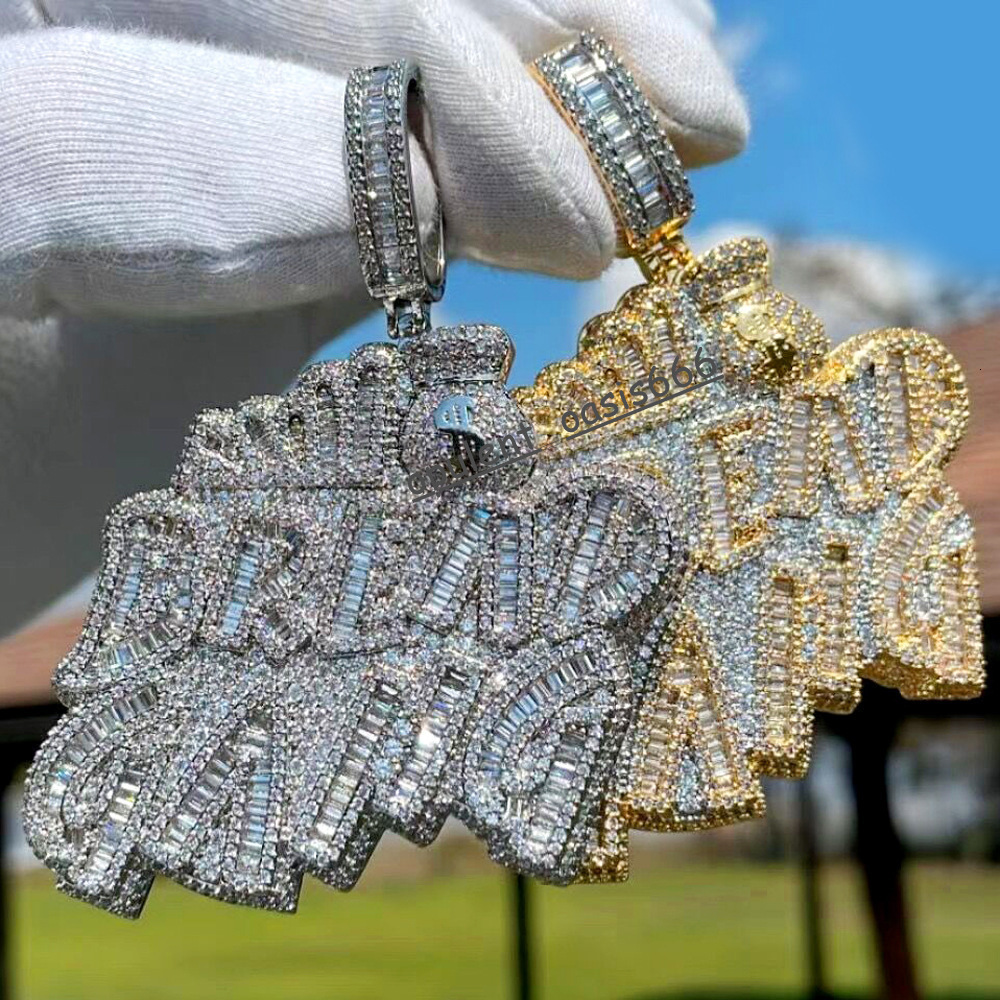 Customization Diamond Pendants Iced Out Real 925 Silver VVS Moissanite Pendants Fine Jewelry Pendants