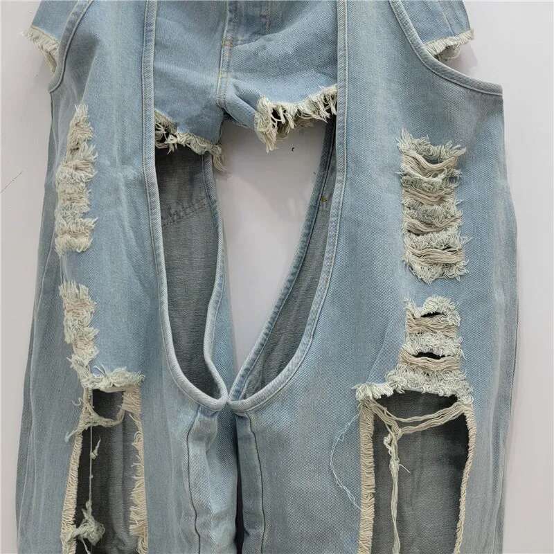 2025 New Fashion Fashion Designer Fashion Strap Jeans Splicing Low Waist Shorts Two Piece Set4