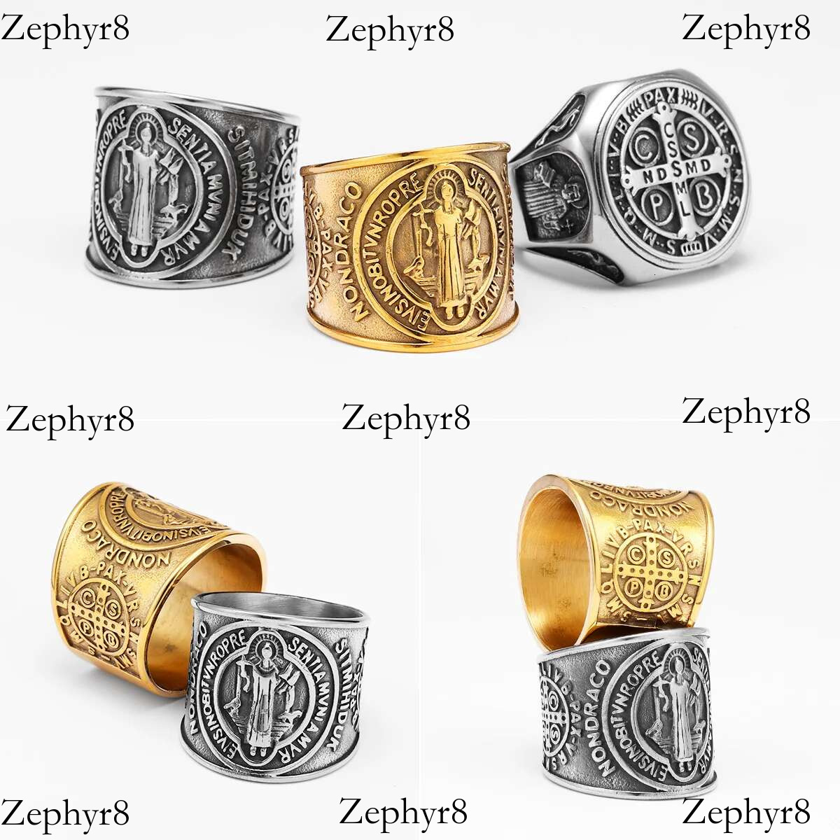 2025 New model Saint Benedict Exorcism Amulet Men Rings Stainless Steel Women Jewelry Punk Rock Cool Stuff Fashion Accessories Gift Wholesale