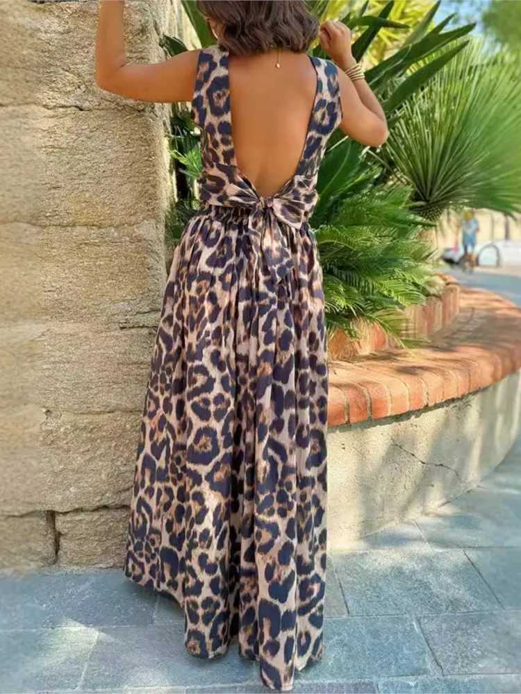 Two Piece Dress Trend Leopard Print Skirt 2-piece set for womens Slvel Backl Leaf up cut top waist A-line Skirts 2-piece set new Y2503156EXP