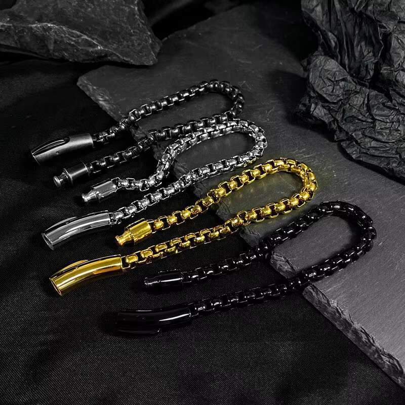 2025 model Punk Stainless New Box Chain Buckle Bracelet Personality Trend Hip Hop Titanium Steel Jewelry