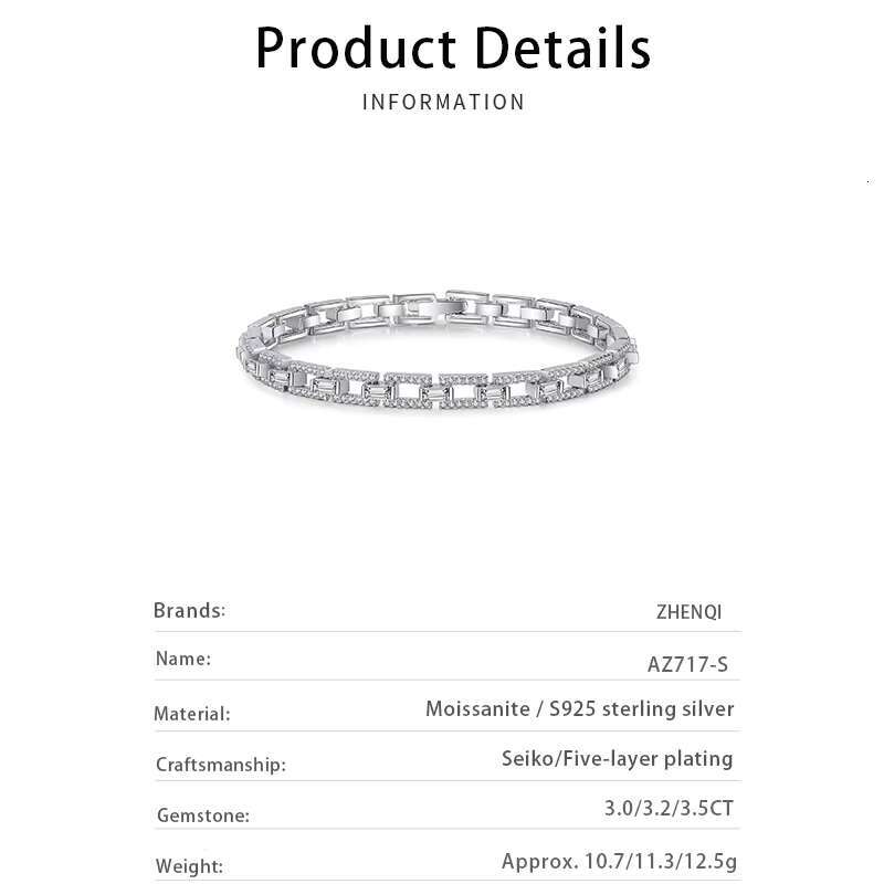 2025 New model 2023 Jewelry Fine Sterg Sier Hip Hop Bangles Cuba Chain GRA Certificate Moissanite Dia Tennis Bracelets