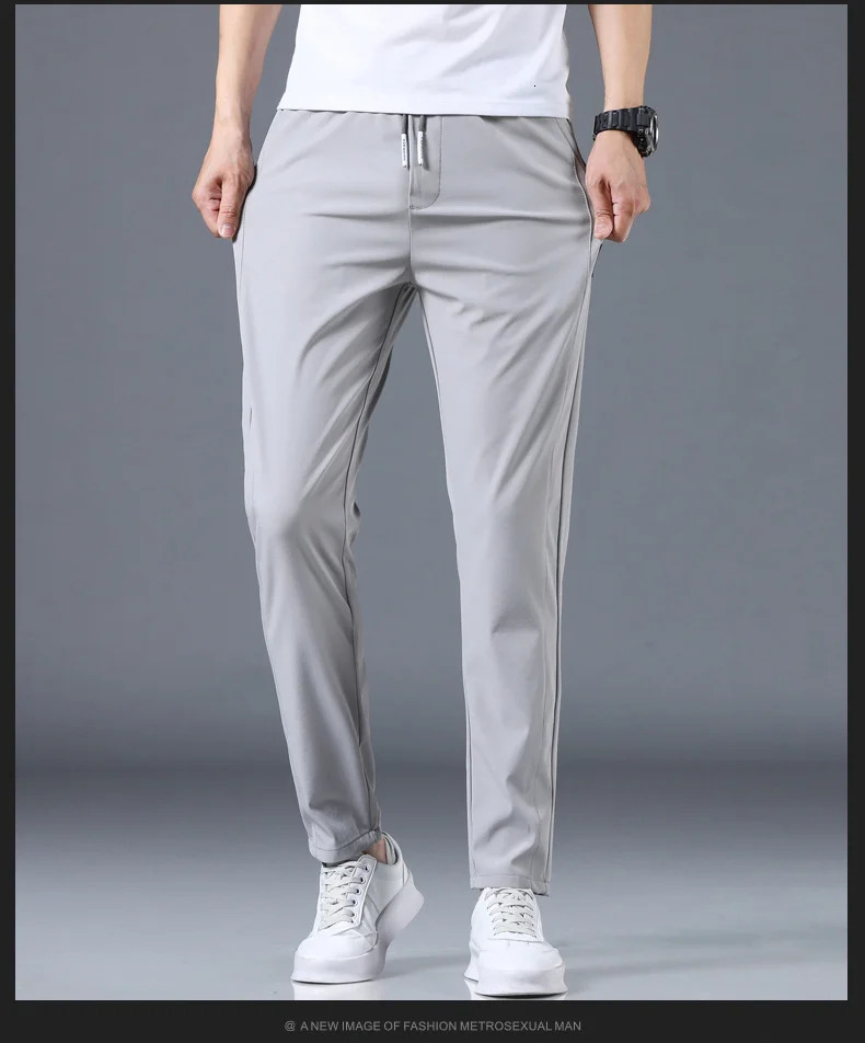 Ordinary thin business casual high elasticity breathable straight leg oversized sports version mens pants 250311
