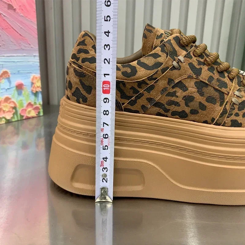 Womens platform Leopard sports and leisure shoes sports shoes autumn and winter trends running shoes walking travel 250310