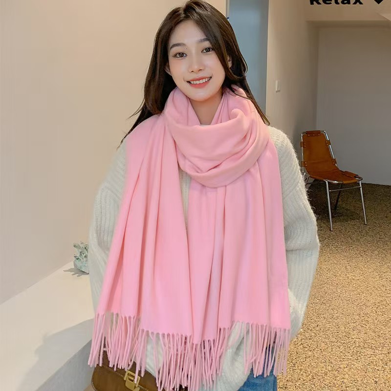 K135 Wool scarf for women autumn and winter 2024 new style solid color shawl winter cashmere scarf men's imitation cashmere scarf