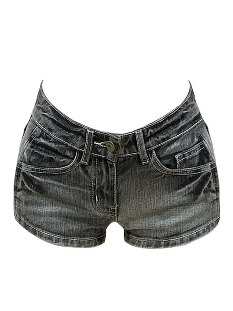 Summer Women Y2k Streetwear Gyaru Harajuku Fashion Grunge Vintage Coquette Low Rise 2000s Jean Shorts Denim Pants Japanese 250314